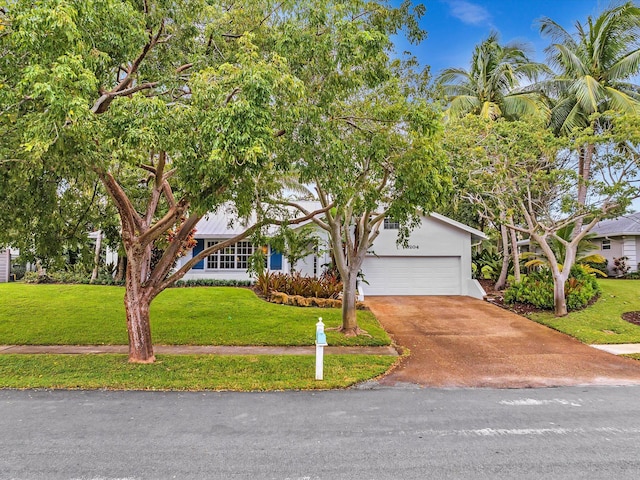 view of front facade featuring a front yard and a garage