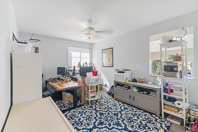 home office with ceiling fan