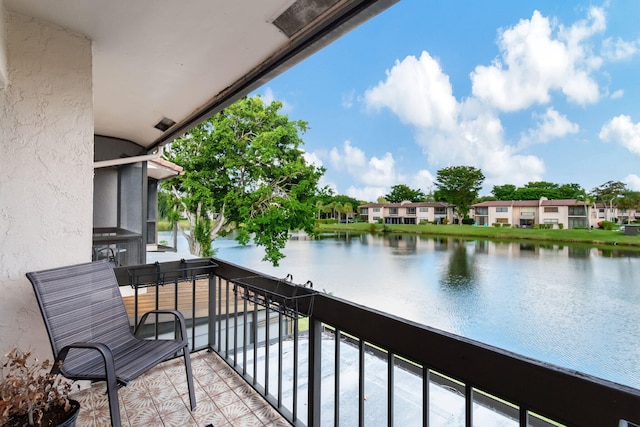 balcony with a water view