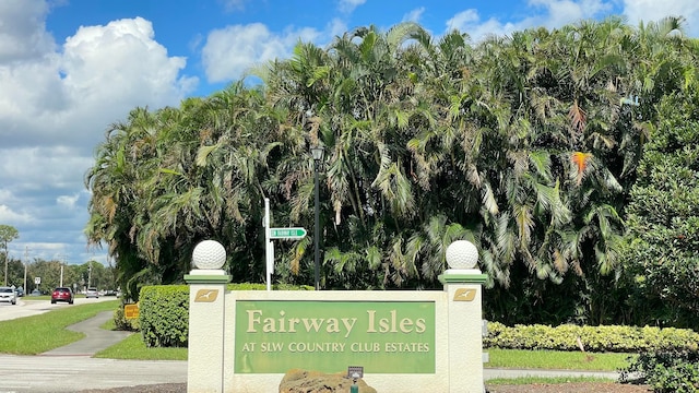 view of community sign