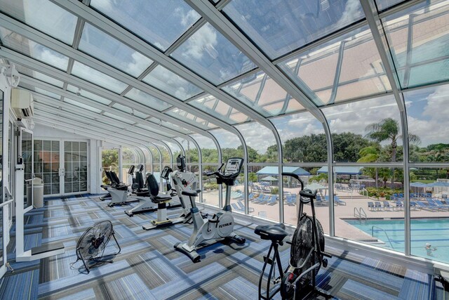 exercise room featuring carpet floors