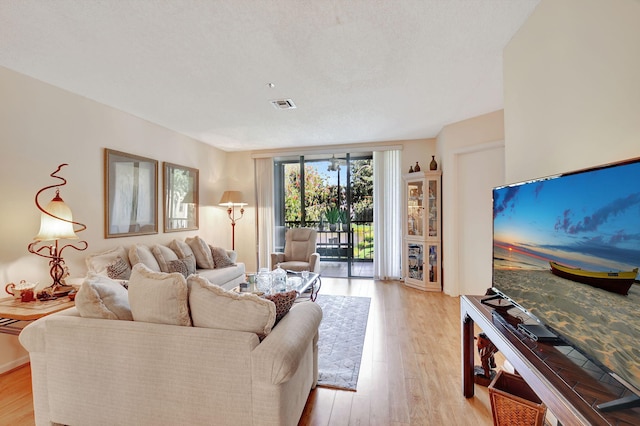 living room featuring light wood-type flooring