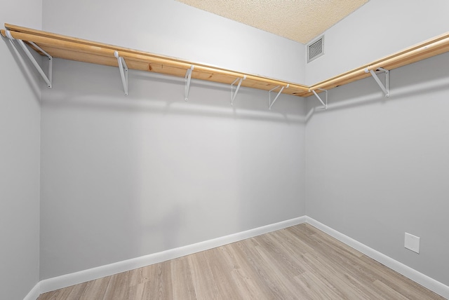 walk in closet with wood-type flooring