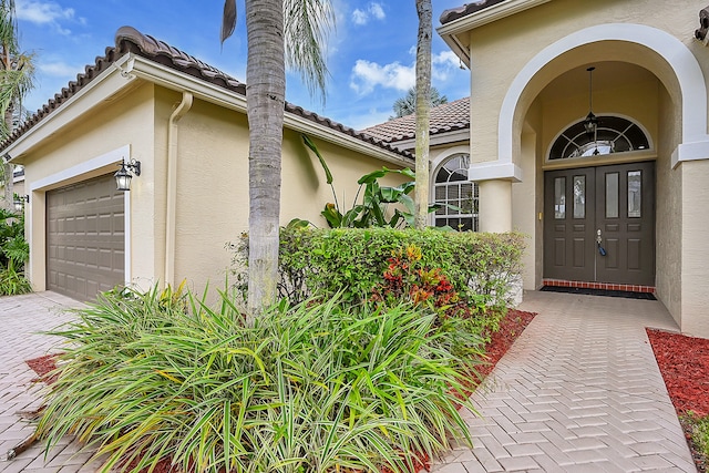 entrance to property with a garage