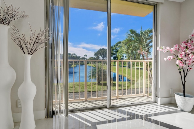 doorway with a water view