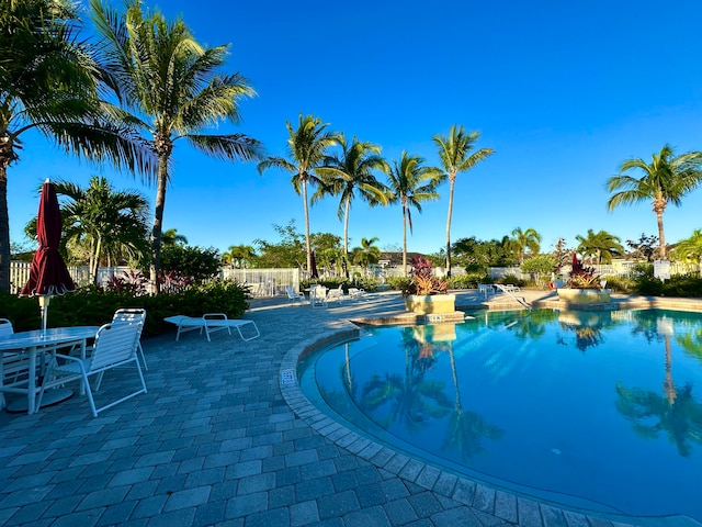 view of pool featuring a patio area