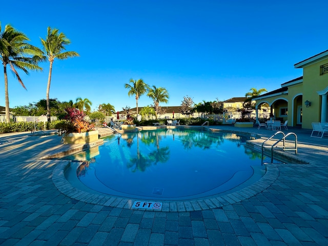 view of pool featuring a patio area