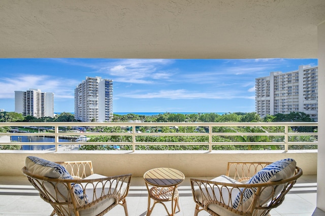 balcony with a water view