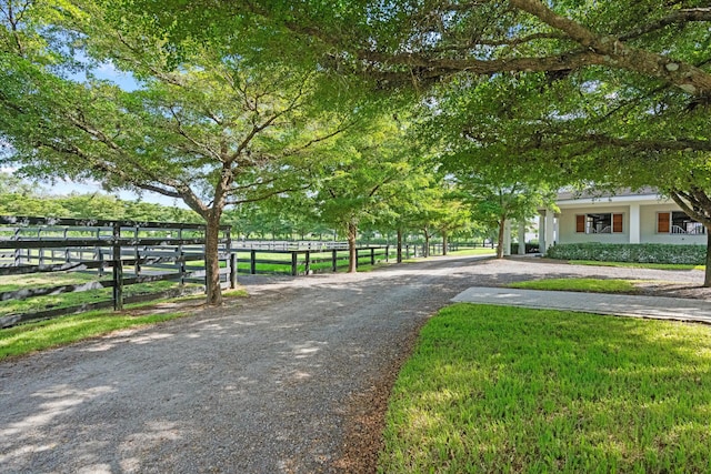 view of road with a rural view