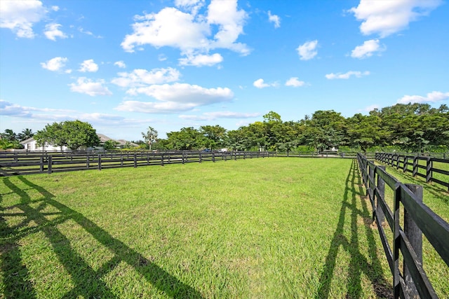 view of yard featuring a rural view