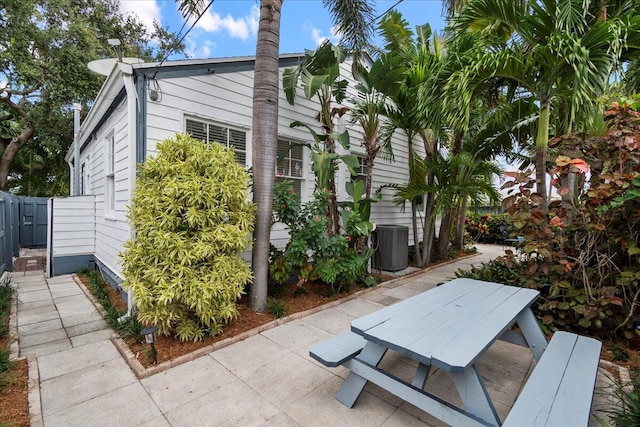 exterior space featuring a patio area and central AC unit