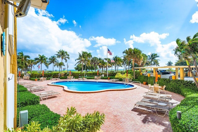 view of pool featuring a patio area