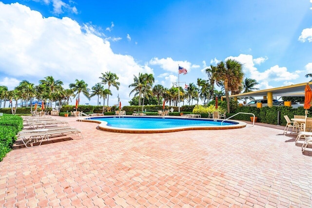 view of pool featuring a patio