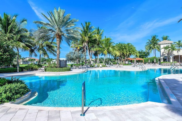 view of pool featuring a patio area