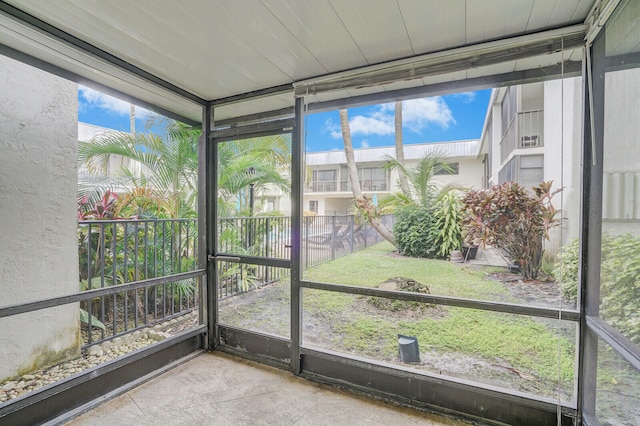 view of unfurnished sunroom