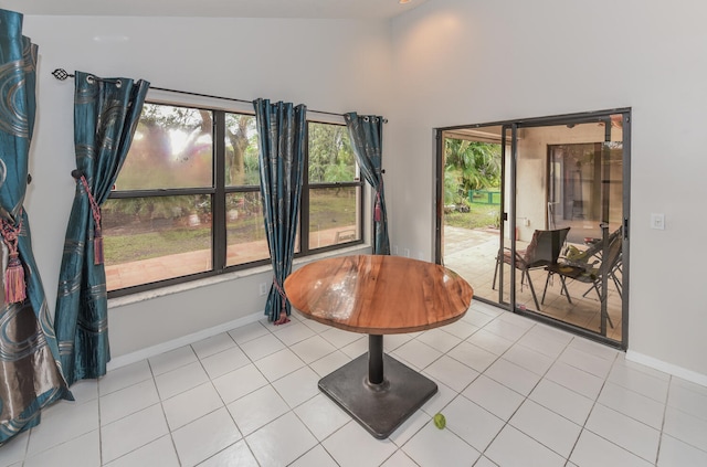 living area with light tile patterned floors