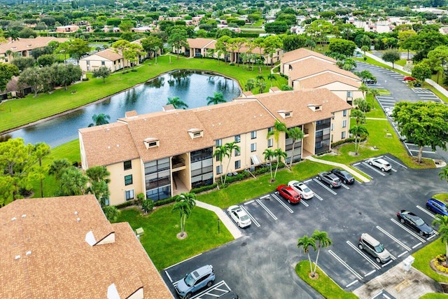 bird's eye view featuring a water view