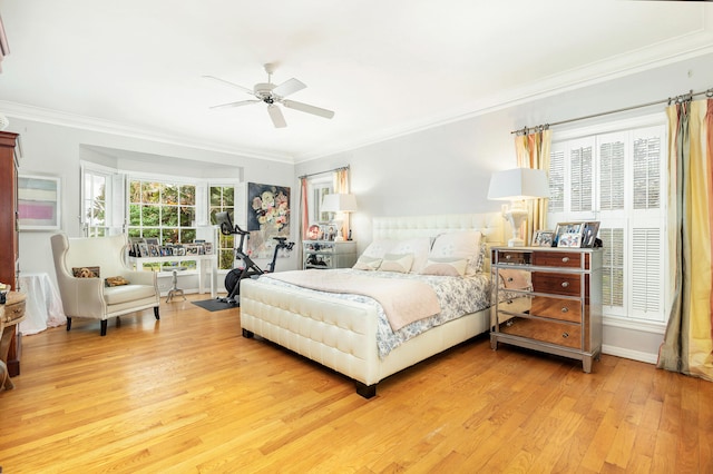 5400 Essex Ct, West Palm Beach, FL 33405 - bedroom with ceiling fan, hardwood / wood-style floors, and crown molding