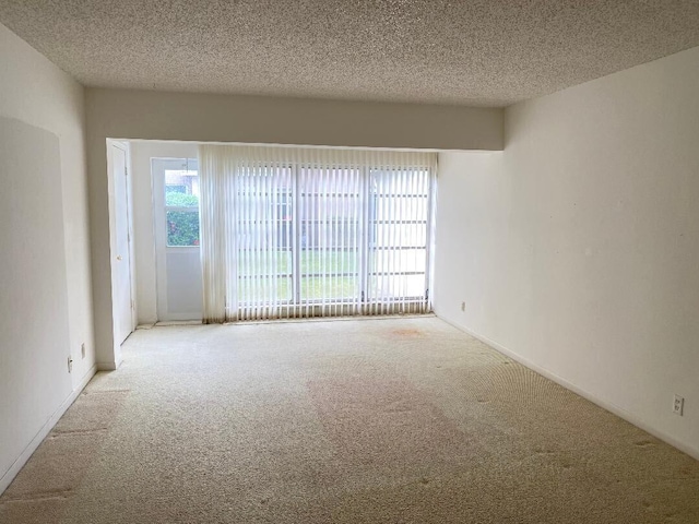 empty room featuring carpet floors and a textured ceiling