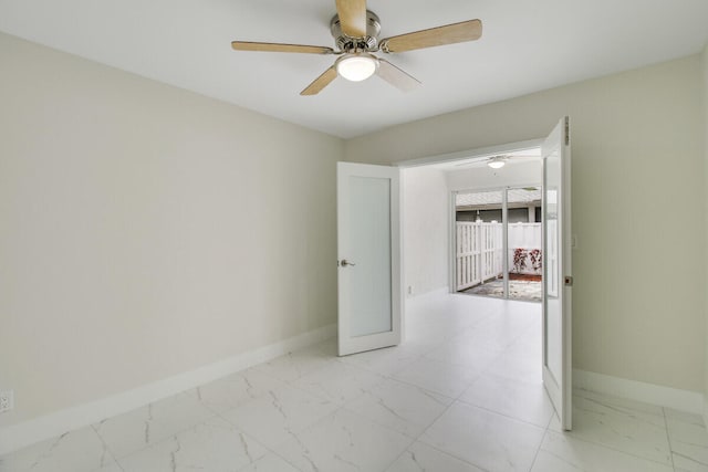 unfurnished room featuring ceiling fan