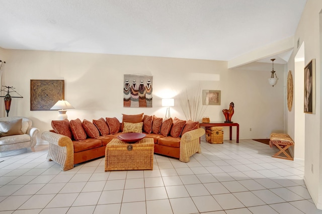 view of tiled living room