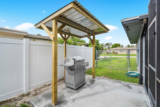 view of patio featuring area for grilling