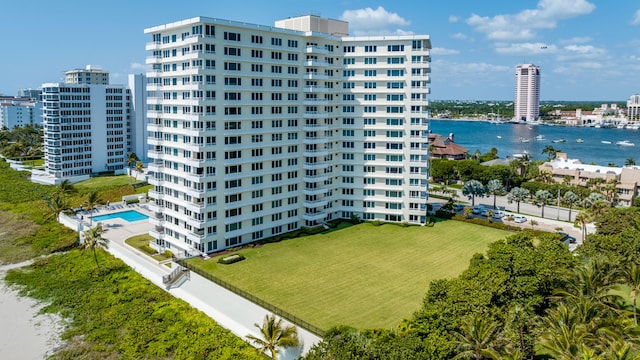 view of property with a water view