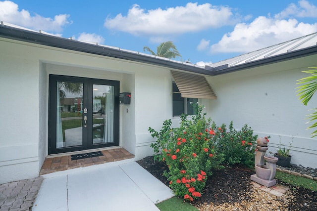 property entrance with french doors