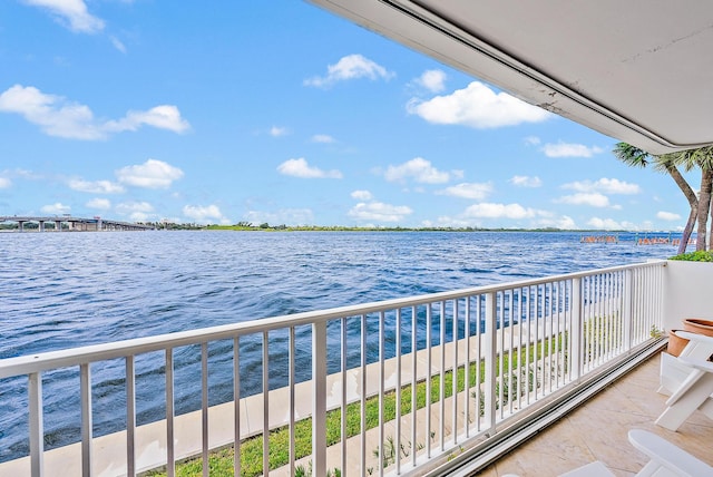 balcony with a water view