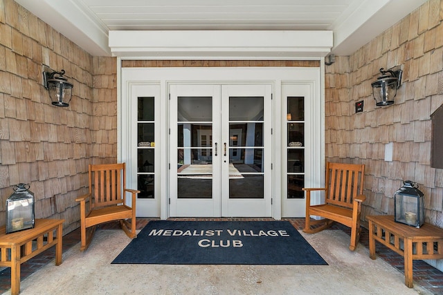 doorway to property with french doors