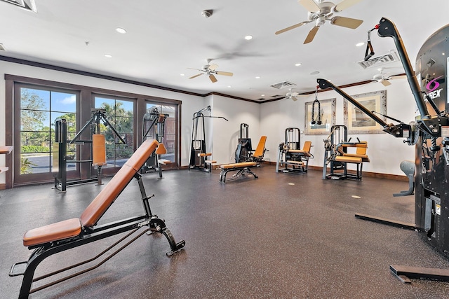 gym featuring ornamental molding