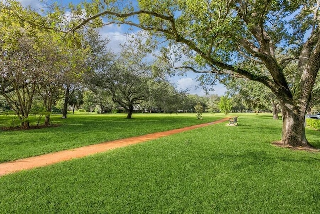 view of property's community with a yard