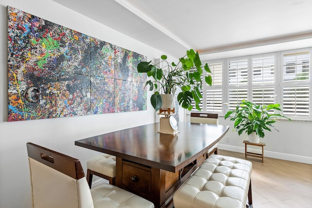 dining space featuring light hardwood / wood-style floors