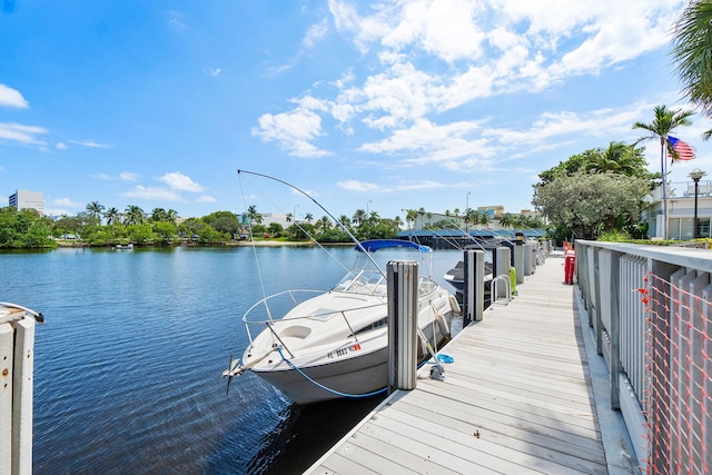 view of dock featuring a water view