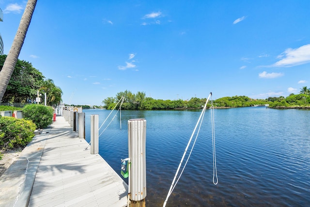 view of dock featuring a water view