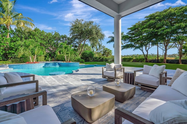 view of pool featuring a patio area and an outdoor hangout area