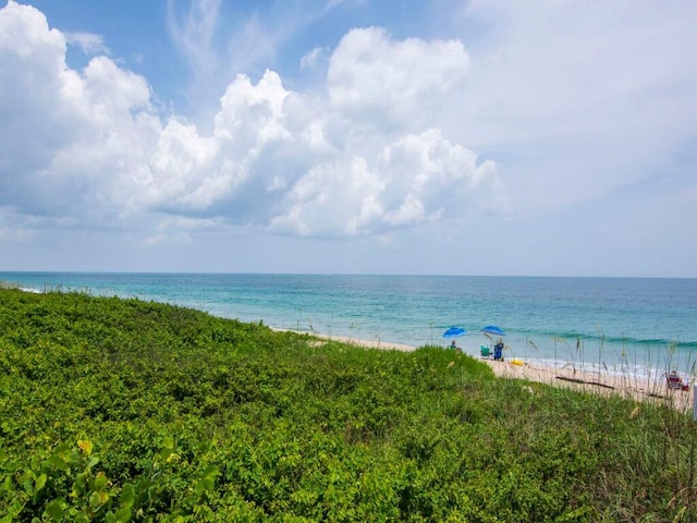 property view of water with a beach view