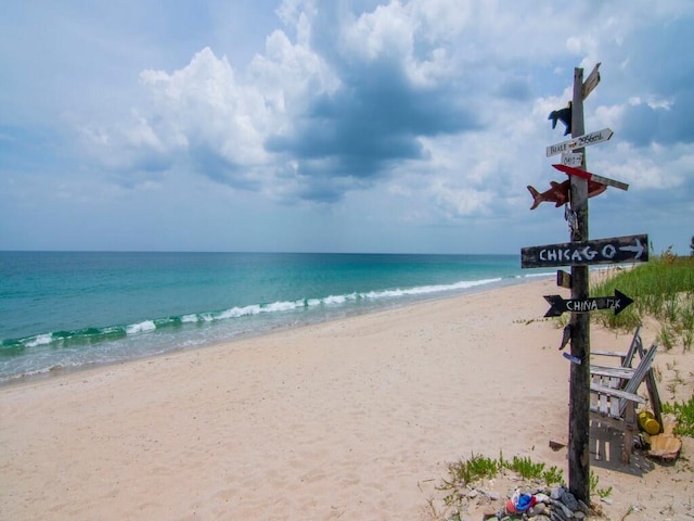 view of water feature featuring a view of the beach