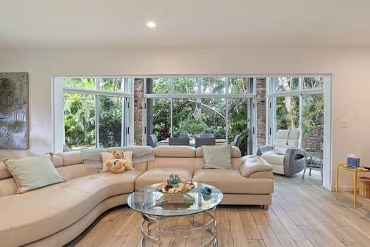 living room with hardwood / wood-style floors