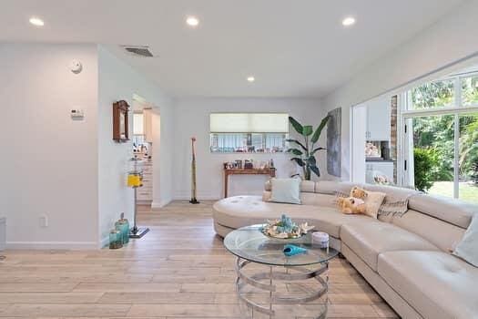 living room with light wood-type flooring