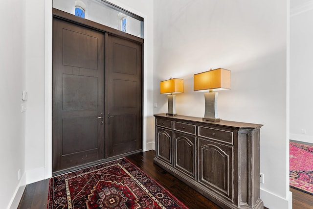 foyer featuring dark wood-type flooring