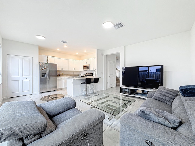 view of tiled living room