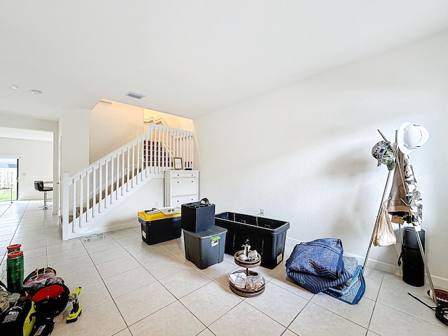 view of tiled living room