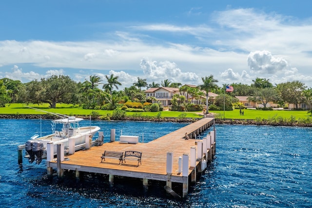 view of dock featuring a water view