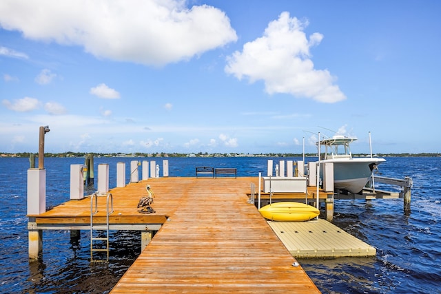 dock area featuring a water view