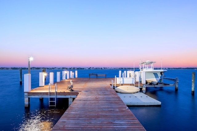 view of dock featuring a water view