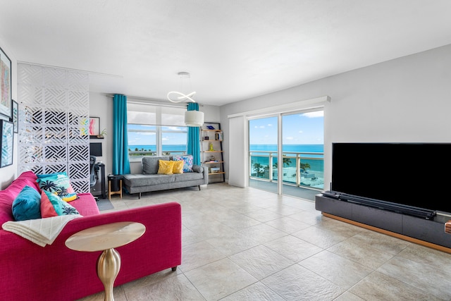 living room featuring tile patterned floors