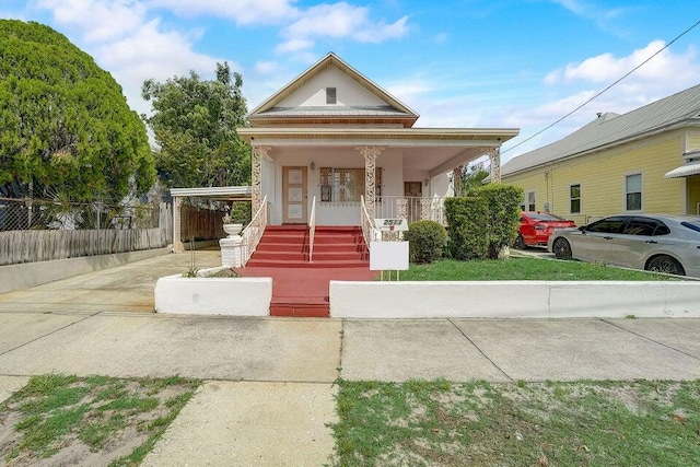 view of front of property with a porch