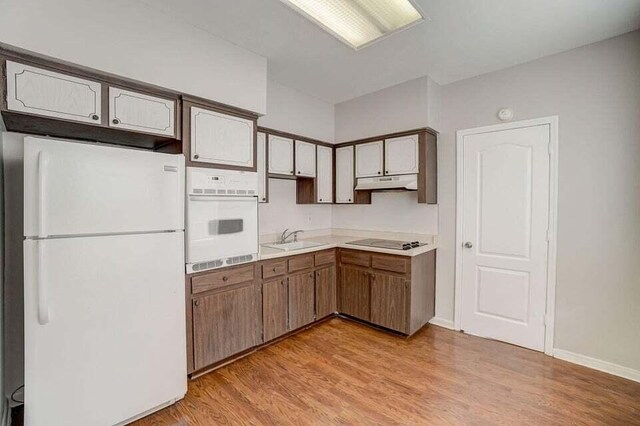 2511 W Abdella St, Tampa, FL 33607 - kitchen with light hardwood / wood-style flooring, sink, and white appliances