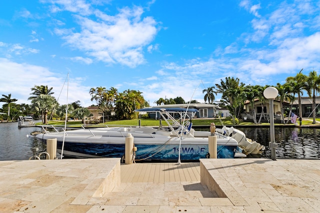 view of dock featuring a water view